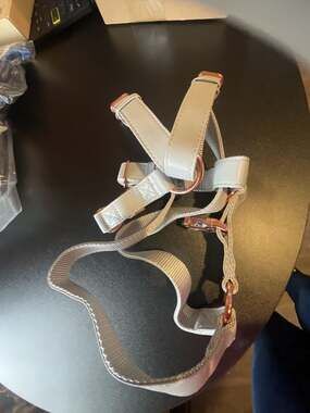 Soft Leather No Pull Adjustable Dog Harness with Rose Gold Hardware